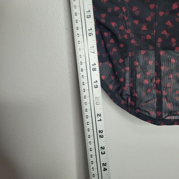 Cacique black and red heart print whimsigoth alternative edgy corset top size 44 - Picture 4 of 8